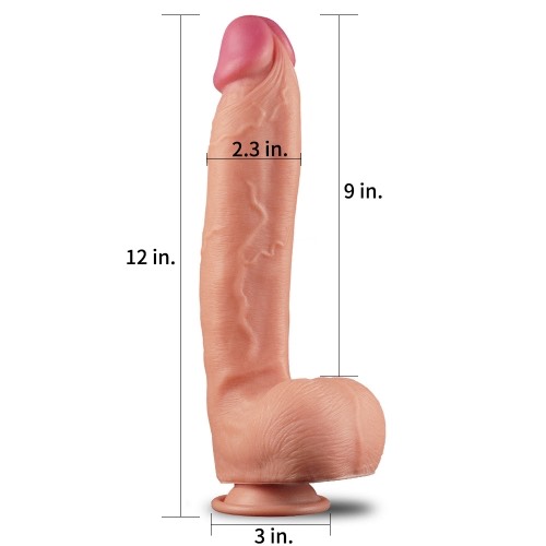 Dương Vật Giả Silicon 2 Da Mềm Mịn Size Lớn 12in - Lovetoy Cao Cấp