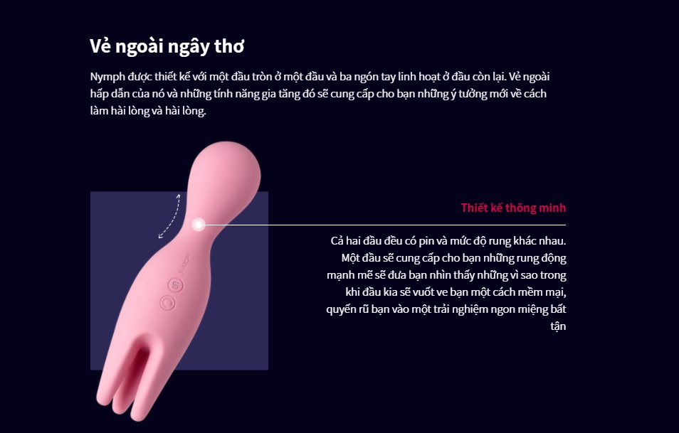 Chày Massage 2 Đầu Svakom NYMPH USA Tăng Khoái Cảm Ngực Âm Đạo