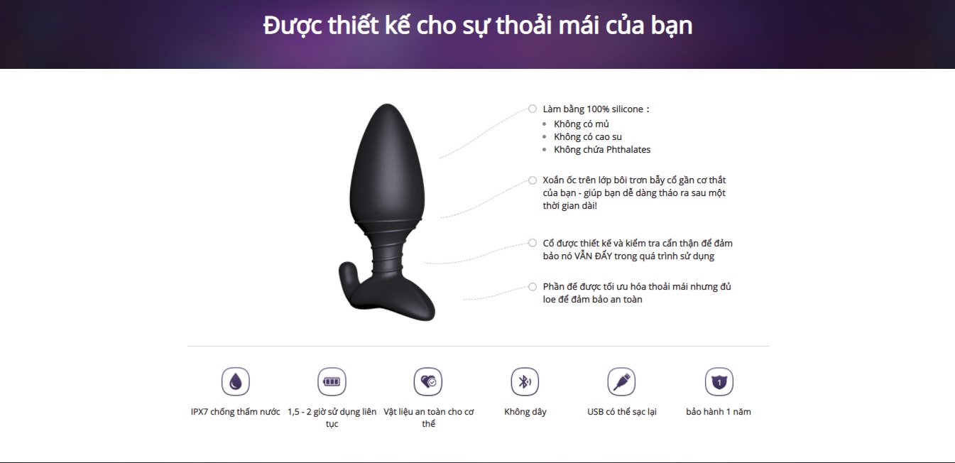 Phích Cắm Rung Hậu Môn Mạnh Nhất Kết Nối App Chat Lovense