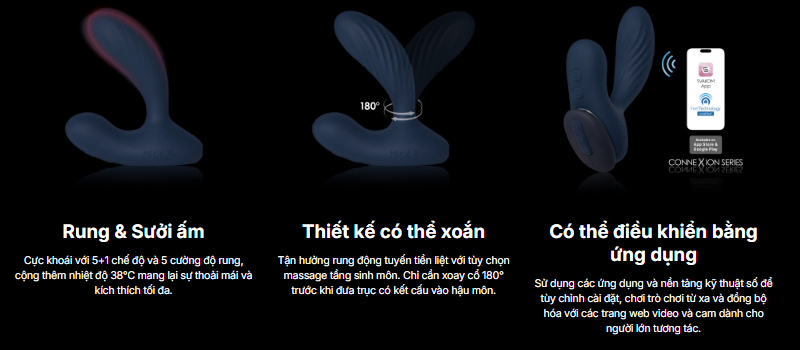 Máy Massage Hậu Môn Co Giãn Sưởi Ấm Điều Khiển Qua Điện Thoại