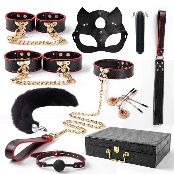 Bộ BDSM 9 Món Sang Trọng Kèm Que Rung Đuôi Cáo Hấp Dẫn