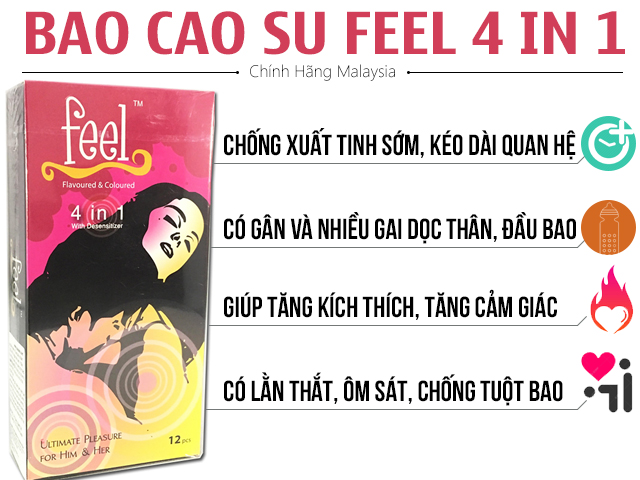 Bao Cao Su Gai Gân Kéo Dài Xuất Tinh Liti 4in1 Feel Siêu Mượt