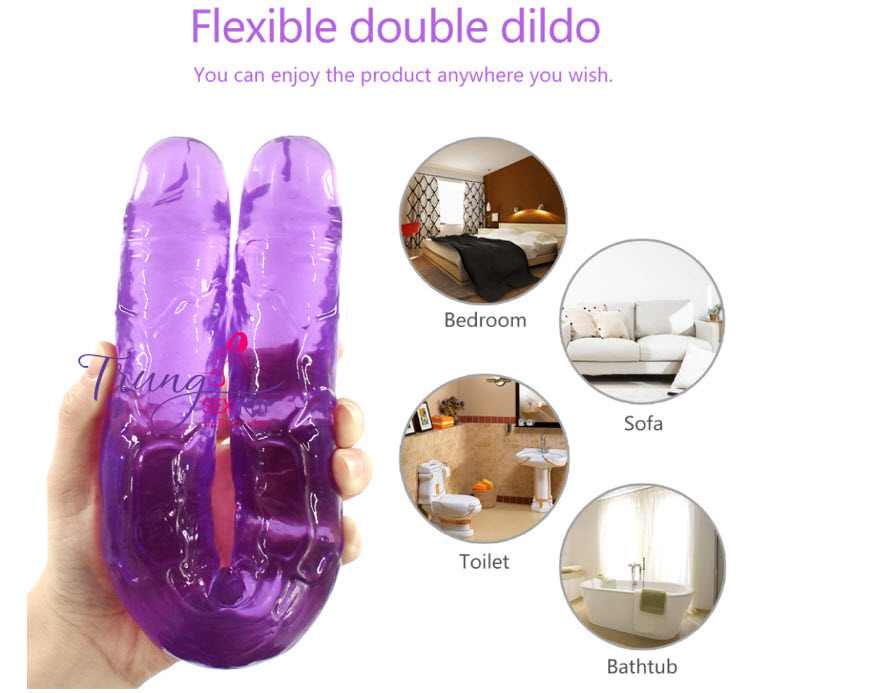 Dương vật giả hai đầu cao cấp dành cho les thỏa mãn kích thích Dương vật giả hai đầu cao cấp dành cho les thỏa mãn kích thích