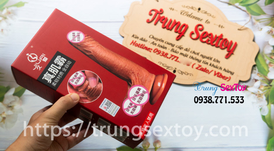 Dương vật giả 2 lớp silicon mềm mịn rung ngoáy cực phê