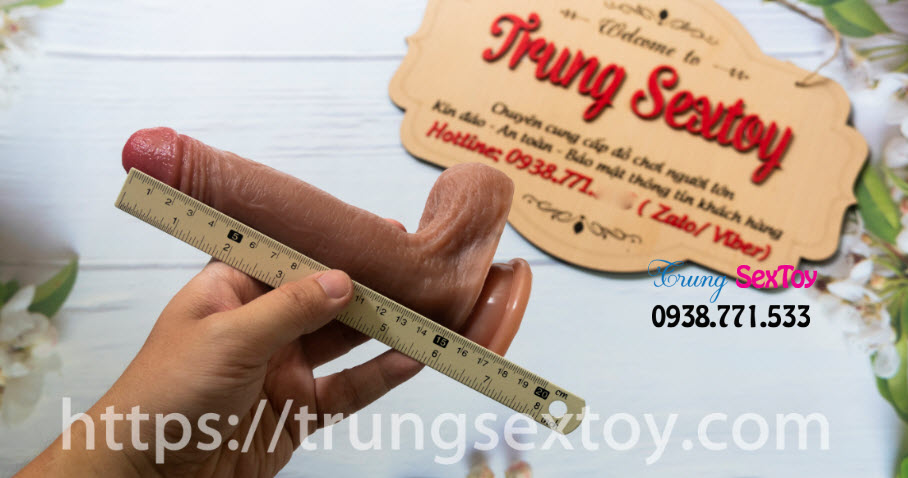 Dương vật giả 2 lớp silicon mềm mịn rung ngoáy cực phê