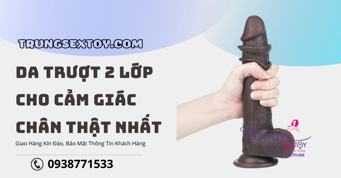 Kho sỉ Dương vật giả gắn tường 2 lớp Lovetoy da trượt 23cm  hàng xách tay