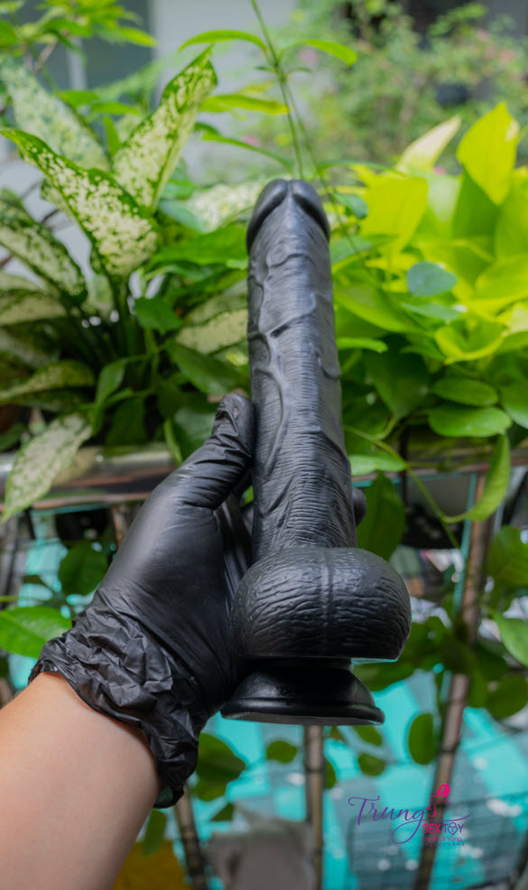 Dương Vật Giả Gắn Tường 20x4cm Đen Thật Như Tự Nhiên