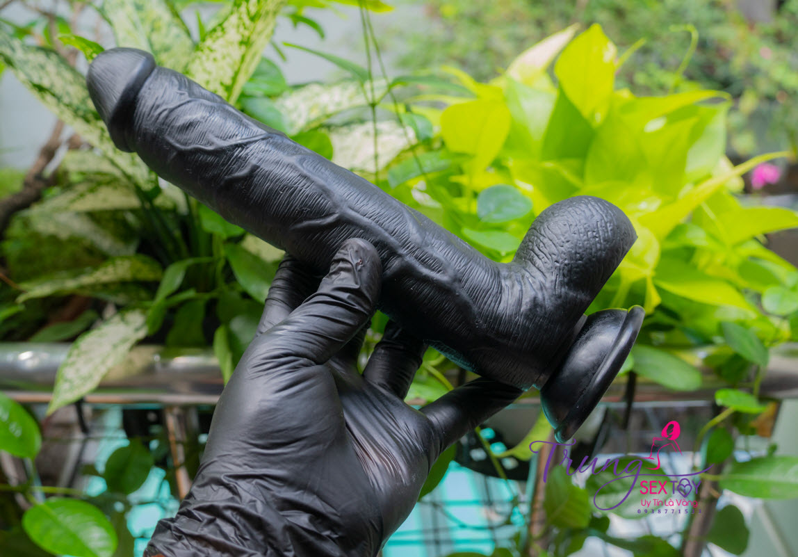 Dương Vật Giả Gắn Tường 20x4cm Đen Thật Như Tự Nhiên