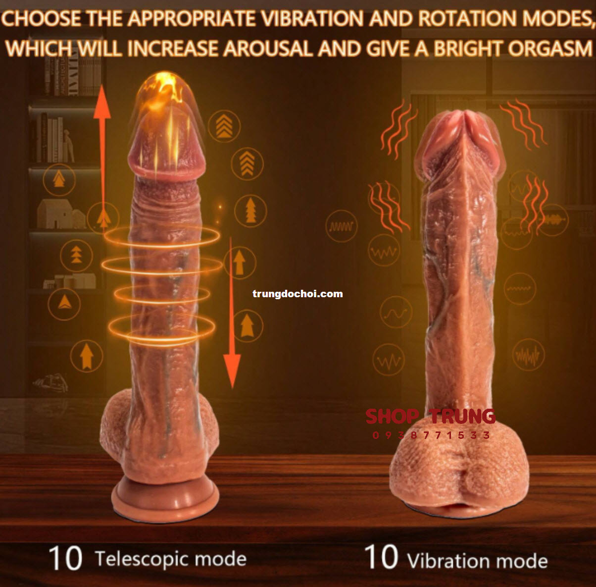 Dương Vật Giả Tốt Nhất 10 Chế Độ Rung Thụt APP Điều Khiển Từ Xa
