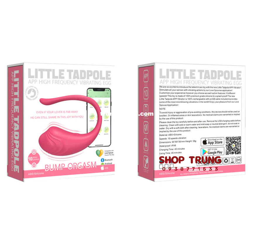 Trứng Rung Little Tadpole điều khiển App kích thích cực đỉnh Trứng Rung Little Tadpole điều khiển App kích thích cực đỉnh