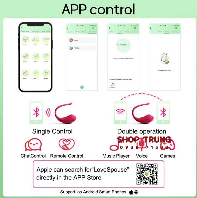 Trứng Rung Little Tadpole điều khiển App kích thích cực đỉnh
