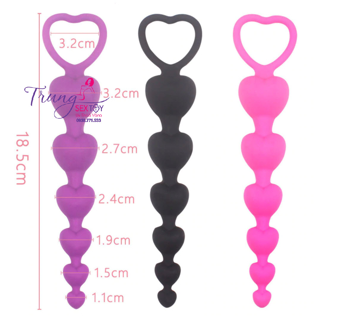 Chuỗi Hạt Trái Tim Hậu Môn Tăng Khoái Cảm Mạnh Mẽ