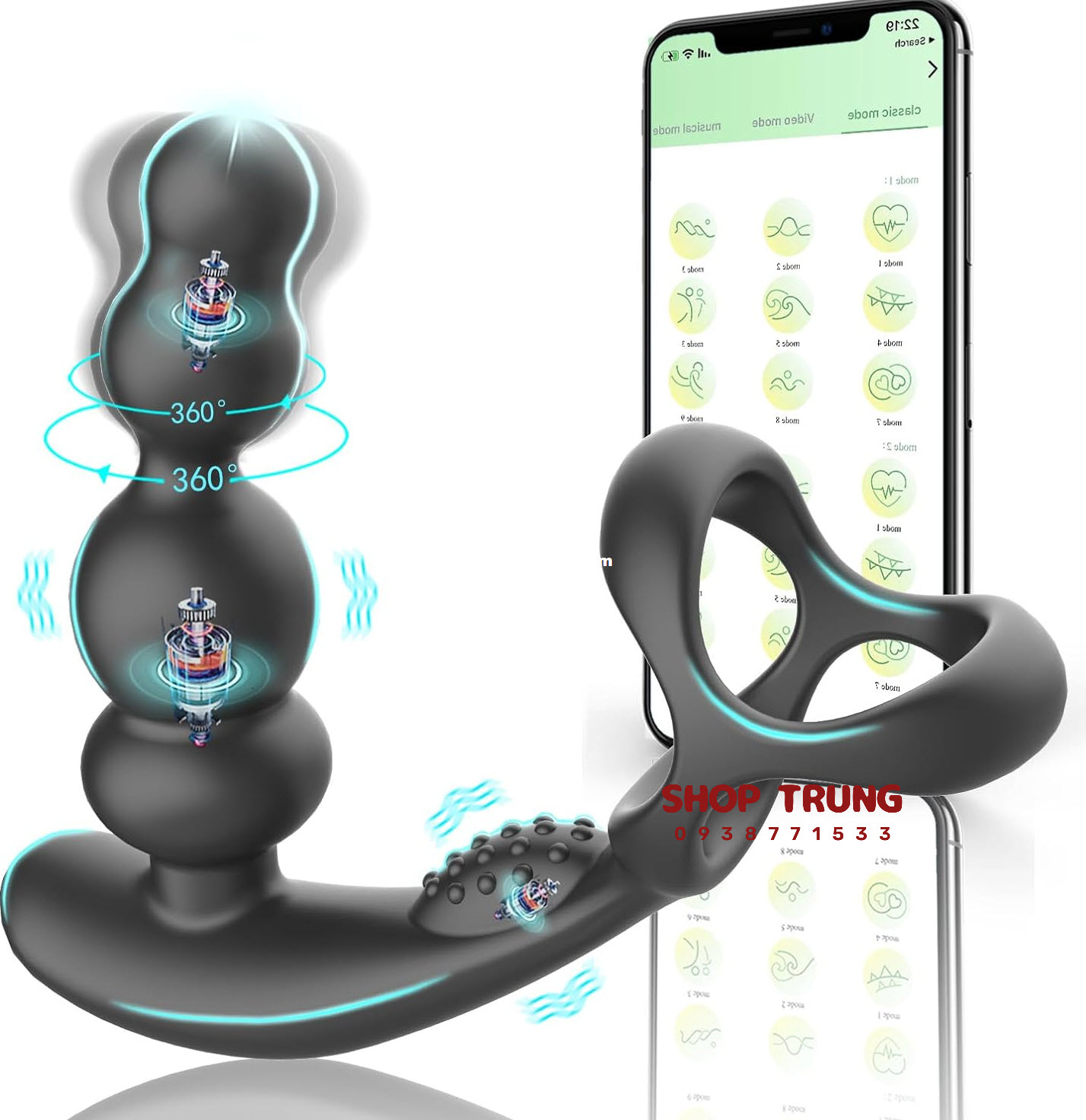 Máy Rung Hậu Môn 10 Chế Độ 3 Tốc Độ Ngoáy Đa Năng An Toàn