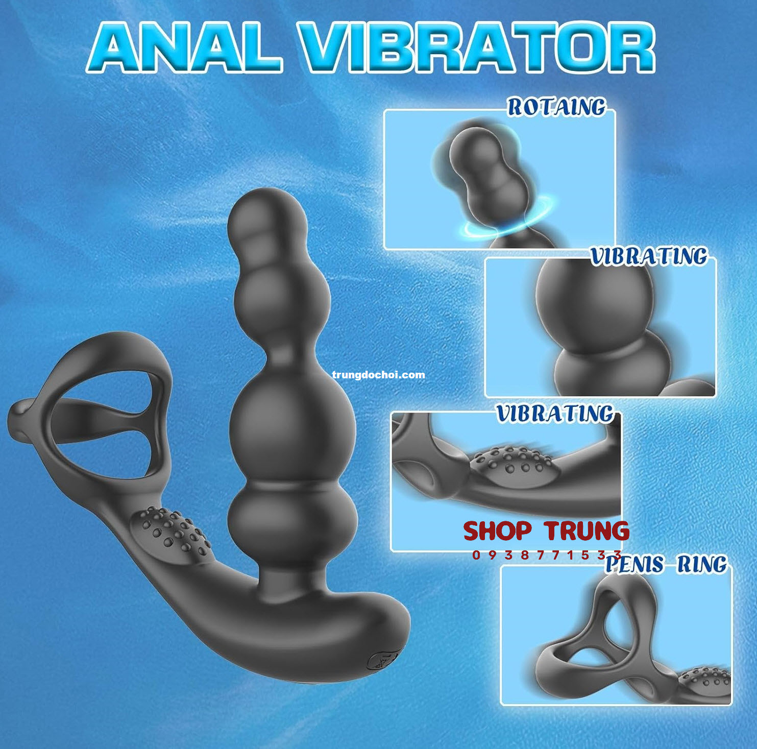 Máy Rung Hậu Môn 10 Chế Độ 3 Tốc Độ Ngoáy Đa Năng An Toàn