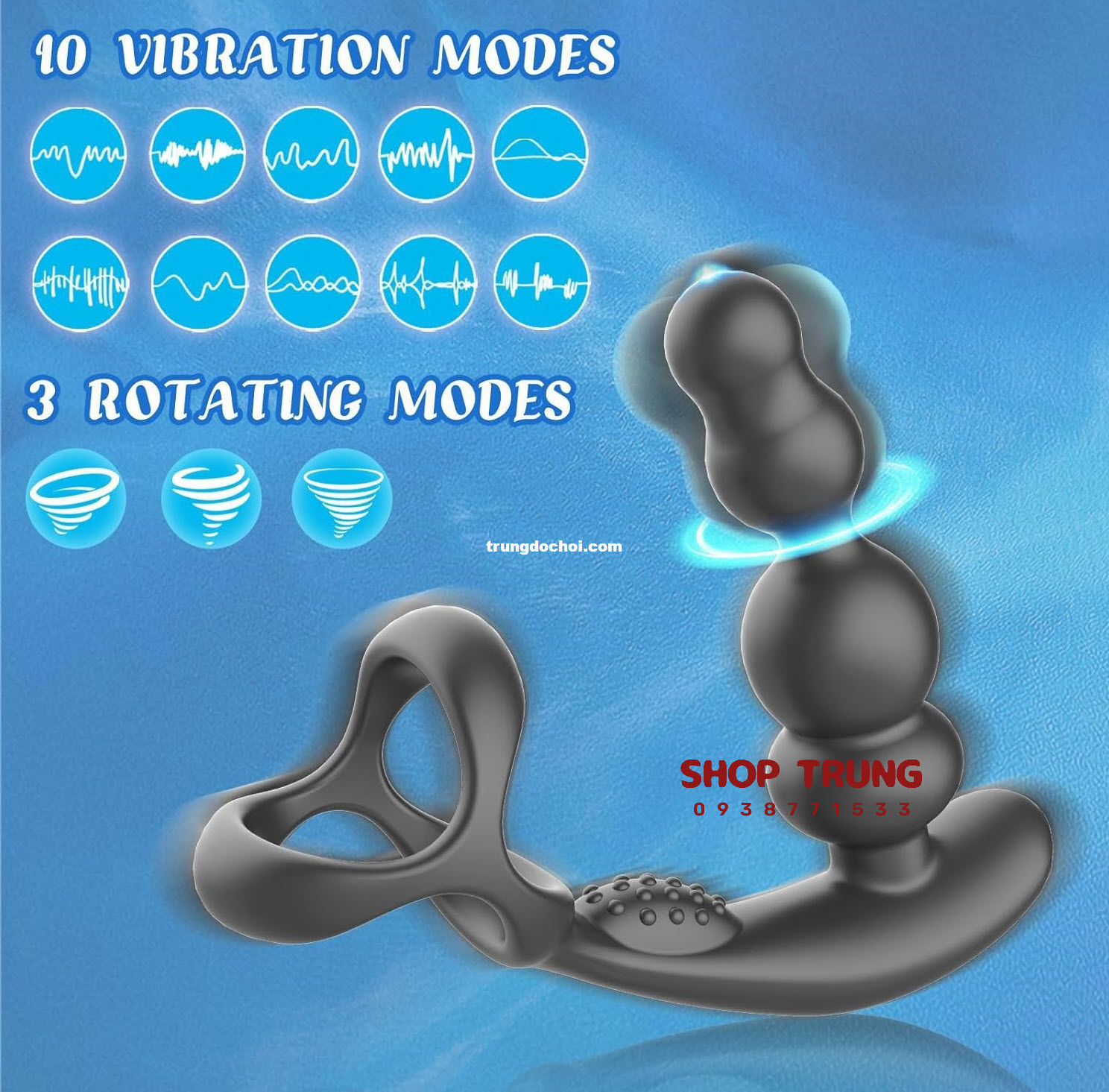 Máy Rung Hậu Môn 10 Chế Độ 3 Tốc Độ Ngoáy Đa Năng An Toàn