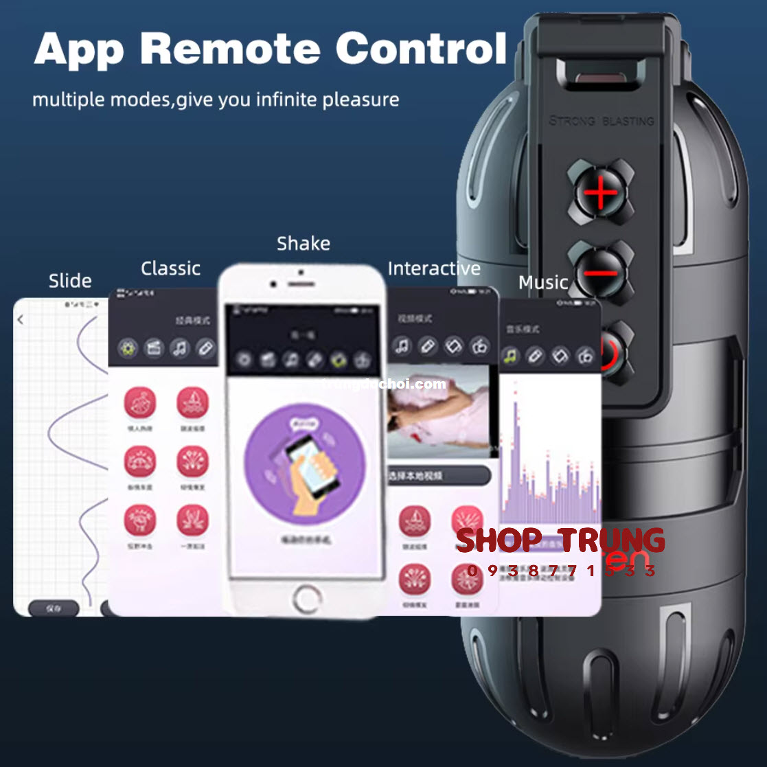 Cốc Leten Vibro rung mạnh công nghệ cao kết nối app tiện lợi