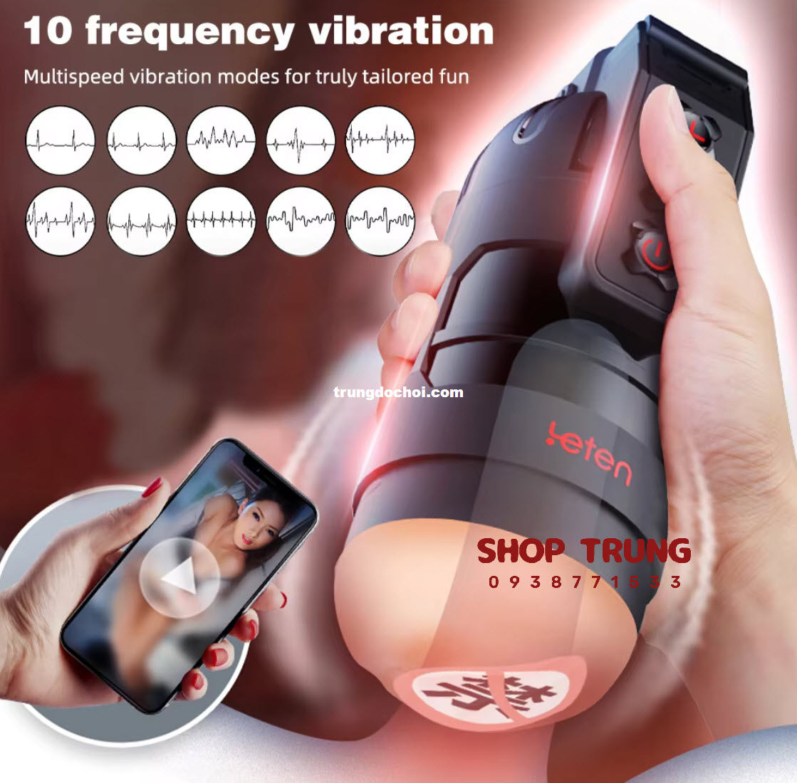 Cốc Leten Vibro rung mạnh công nghệ cao kết nối app tiện lợi