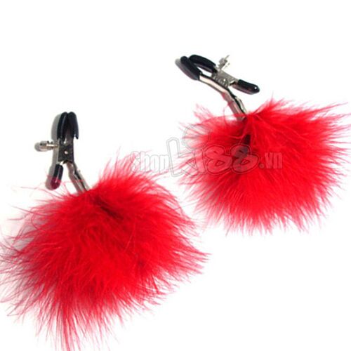 Bộ kẹp vú kèm chổi lông vũ, dụng cụ bạo dâm kích thích hưng phấn