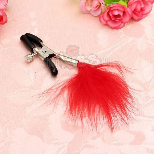 Bộ kẹp vú kèm chổi lông vũ, dụng cụ bạo dâm kích thích hưng phấn