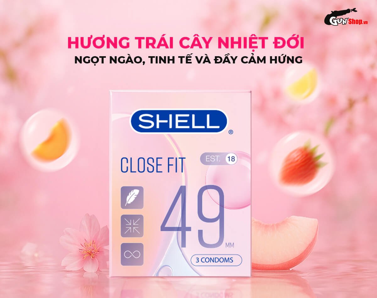 Bao cao su Shell Close Fit size 49mm siêu mỏng chống tuột kéo dài thời gian Bao cao su Shell Close Fit size 49mm siêu mỏng chống tuột kéo dài thời gian