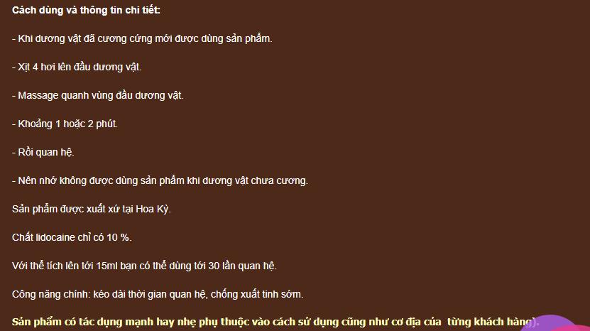 Thuốc Xịt Climax Tăng Khoái Cảm Ngăn Xuất Tinh Sớm Hiệu Quả
Thuốc Xịt Climax Tăng Khoái Cảm Ngăn Xuất Tinh Sớm Hiệu Quả