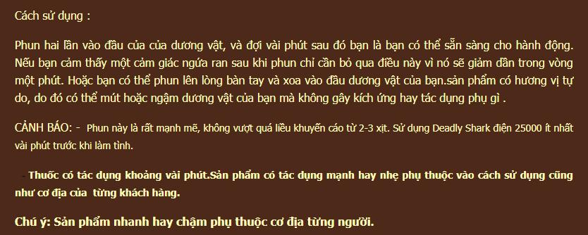 Deadly Shark Thuốc Xịt Trị Xuất Tinh Sớm Tăng Khoái Cảm