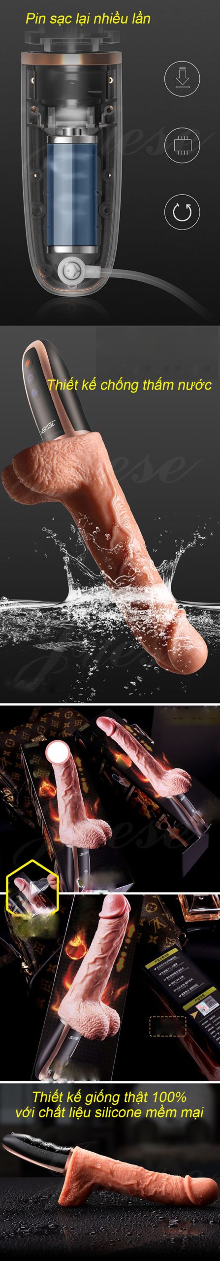 Dương Vật Giả Cao Cấp Rung Thụt Ấm Tự Động Kích Thích Mạnh Mẽ