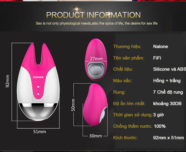 Máy massage điểm G nhũ hoa Nalone Fifi 2 rung mạnh trứng DC54T