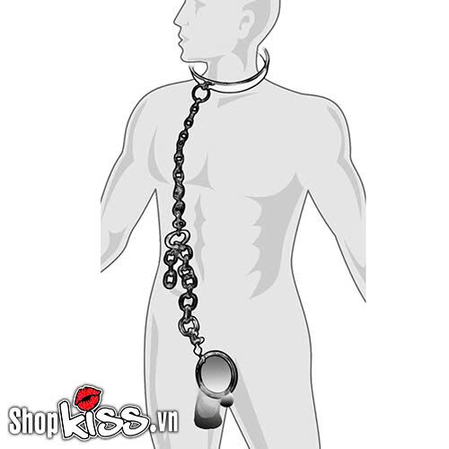 Vòng Cổ Dương Vật BDSM Nam - Dây Xích Kim Loại Kích Thích