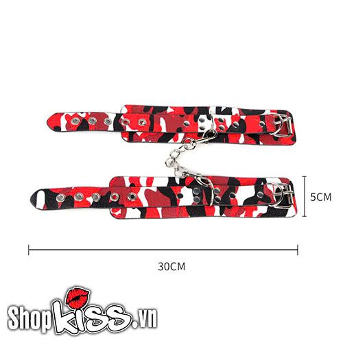 Còng tay da PU Camouflage chất - Phụ kiện bạo dâm cá tính