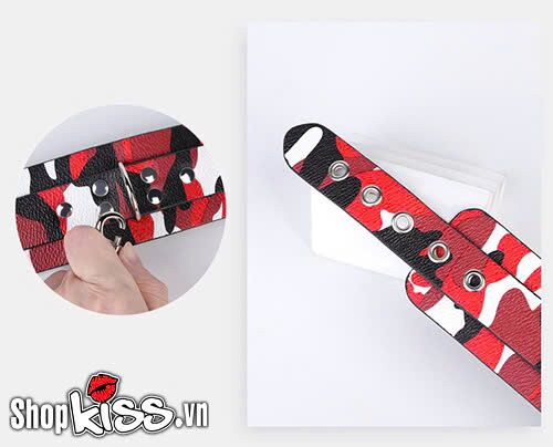 Còng tay da PU Camouflage chất - Phụ kiện bạo dâm cá tính