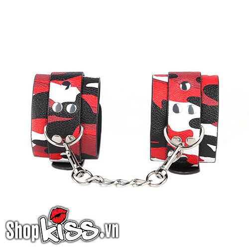 Còng tay da PU Camouflage chất - Phụ kiện bạo dâm cá tính