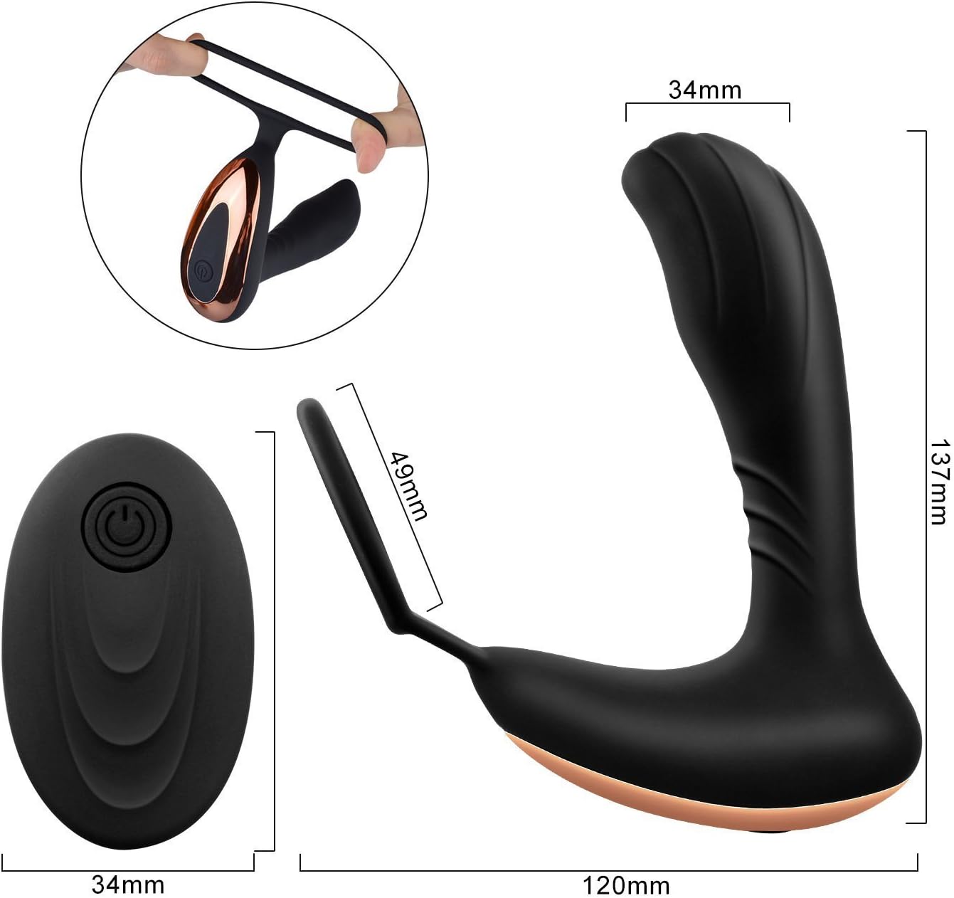 Máy Matxa Tuyến Tiền Liệt Rung Mạnh Có Quai Đeo Cock Ring Tăng Khoái Cảm