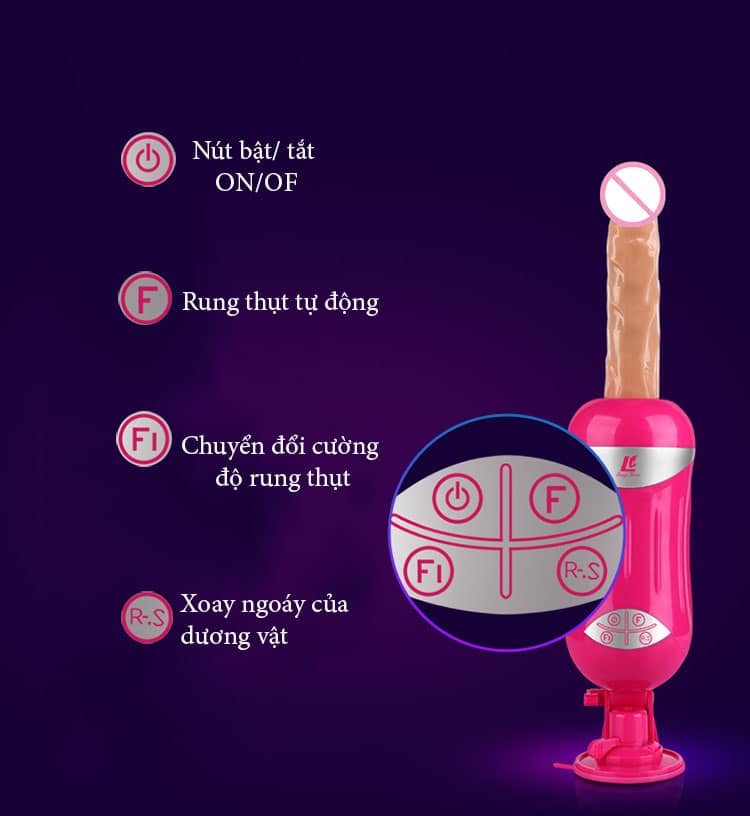 Dương vật giả tự động Augus DC50A 13cm rung thụt xoay góc điều khiển tiện Dương vật giả tự động Augus DC50A 13cm rung thụt xoay góc điều khiển tiện