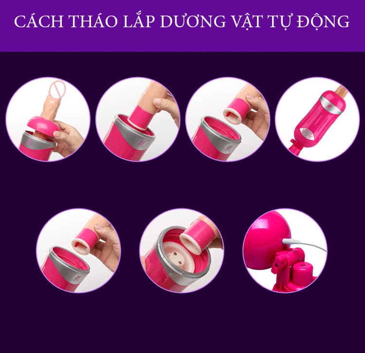 Dương vật giả tự động Augus DC50A 13cm rung thụt xoay góc điều khiển tiện Dương vật giả tự động Augus DC50A 13cm rung thụt xoay góc điều khiển tiện
