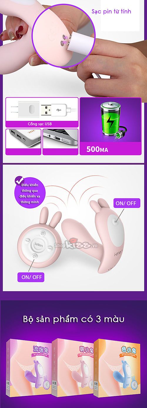 Dương vật mini tai thỏ điều khiển xa mát xa điểm G kích dục