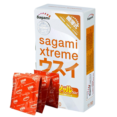 Bao Cao Su Sagami Xtreme Mỏng Nhẹ 0.03mm Hộp 10 Chiếc Siêu Bền