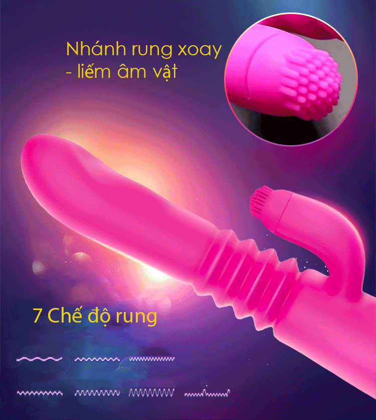 Đồ chơi tình dục nữ đa năng rung thụt xoay liếm kích thích mạnh