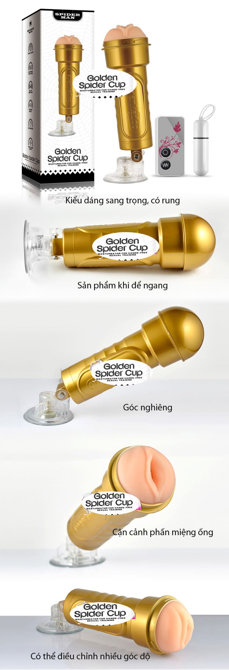 Âm đạo giả SpiderMan rung DC45G mạ kim siêu mềm mại, kích thích