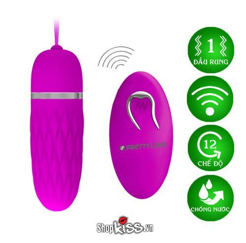Trứng rung Prettylove Dawn 12 chế độ từ xa silicon cao cấp an toàn
