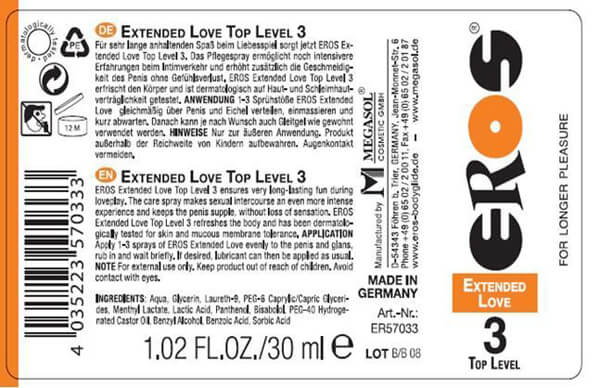 XTS17A Thuốc xịt kéo dài quan hệ từ Đức Eros Extended Love