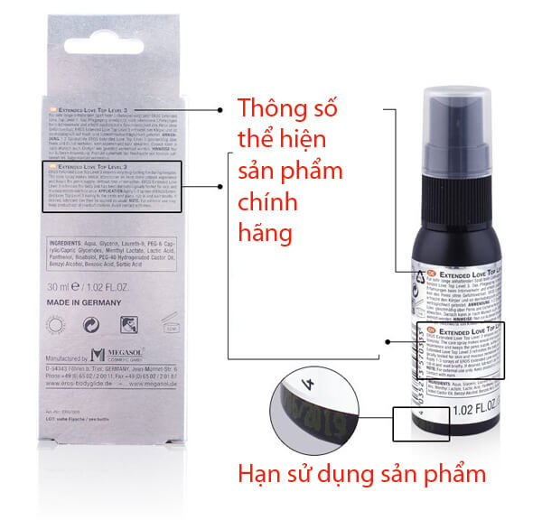 XTS17A Thuốc xịt kéo dài quan hệ từ Đức Eros Extended Love