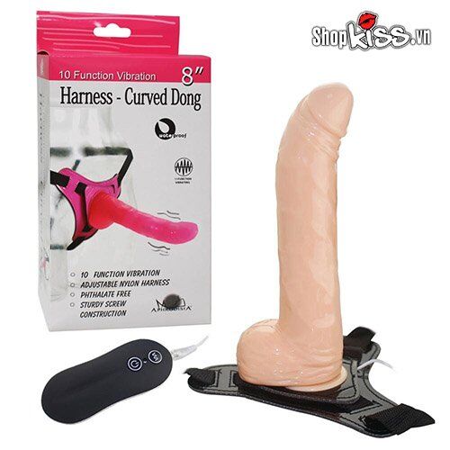 Dương Vật Dây Đeo Rung Harness Curved Dong Mềm Mại Co Giãn