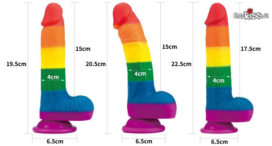 Dương vật giả silicone đa sắc Lovetoy 3 size bán chạy giá rẻ
