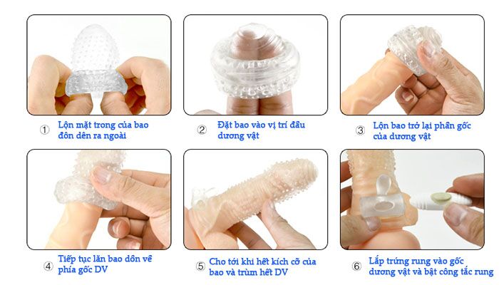 Bao đôn trong suốt có rung Cobiiy tăng kích thước dương vật thăng hoa