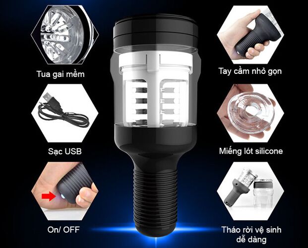 Máy thủ dâm tự động CyClone II chất liệu cao cấp rung mạnh êm ái