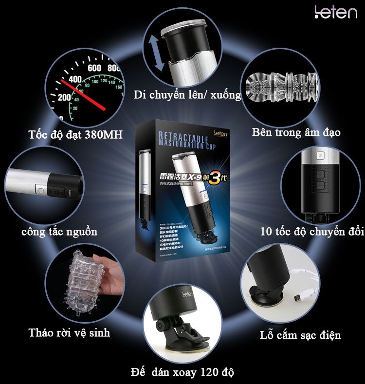  Mua Máy thủ dâm tự động Leten X9 Telecopic – Gắn tường tốt nhất