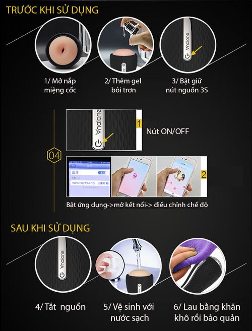 Cốc thủ dâm 3D Nalone Jack kết nối Bluetooth cho nam thỏa mãn