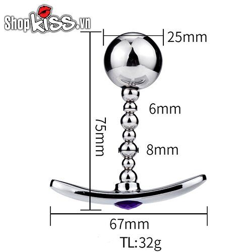 Dụng cụ kích thích hậu môn kim loại bóng tròn chuỗi hạt Anal Plug