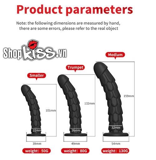 Bộ 3 dương vật giả silicone vảy cá kích thích hậu môn, đa size